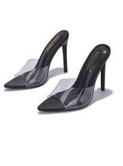 Pointed toe clear heel